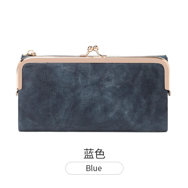 Solid Color Multi Functional Long Wallet, Vintage Clutch Coin Purse, Women's Card Holder Zipper Wallet