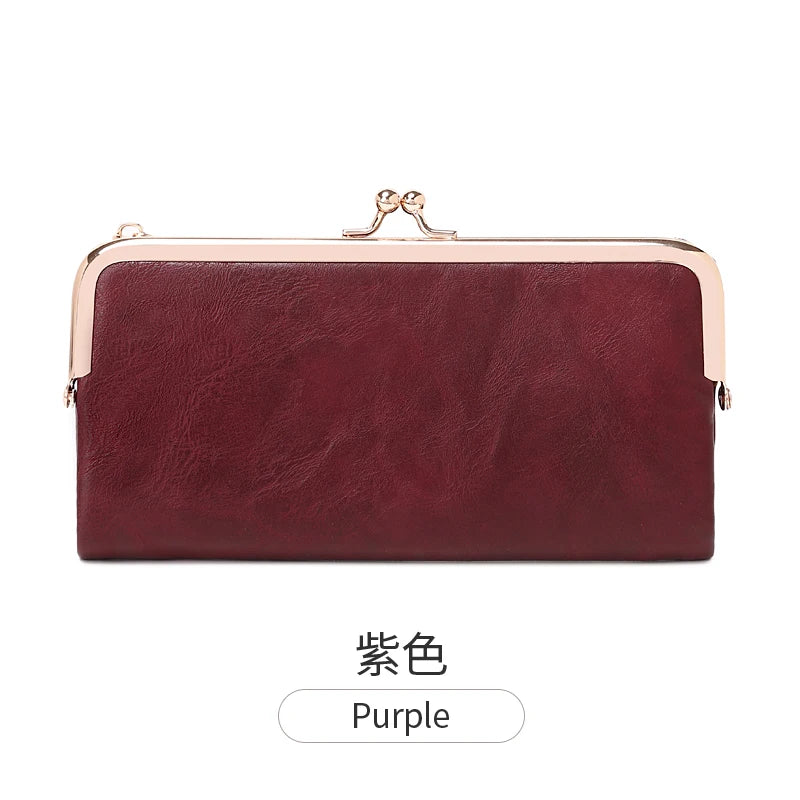 Solid Color Multi Functional Long Wallet, Vintage Clutch Coin Purse, Women's Card Holder Zipper Wallet