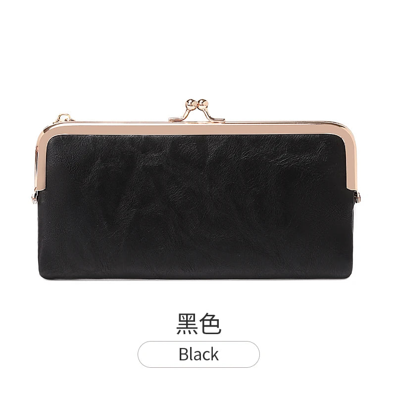 Solid Color Multi Functional Long Wallet, Vintage Clutch Coin Purse, Women's Card Holder Zipper Wallet