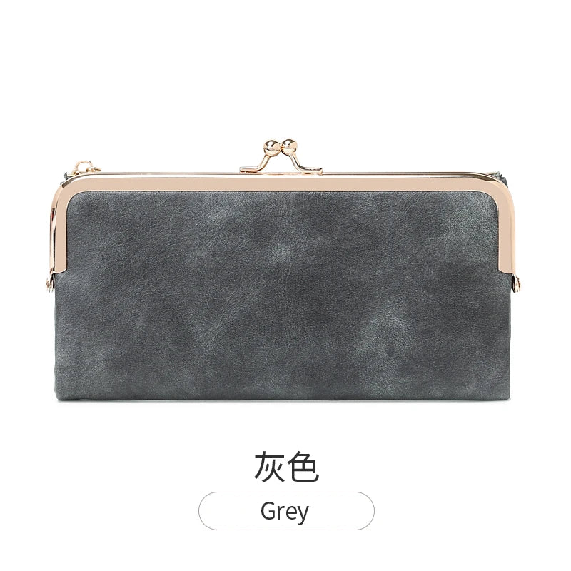 Solid Color Multi Functional Long Wallet, Vintage Clutch Coin Purse, Women's Card Holder Zipper Wallet