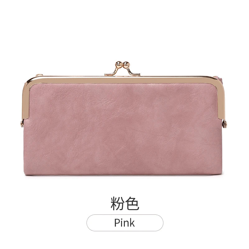 Solid Color Multi Functional Long Wallet, Vintage Clutch Coin Purse, Women's Card Holder Zipper Wallet