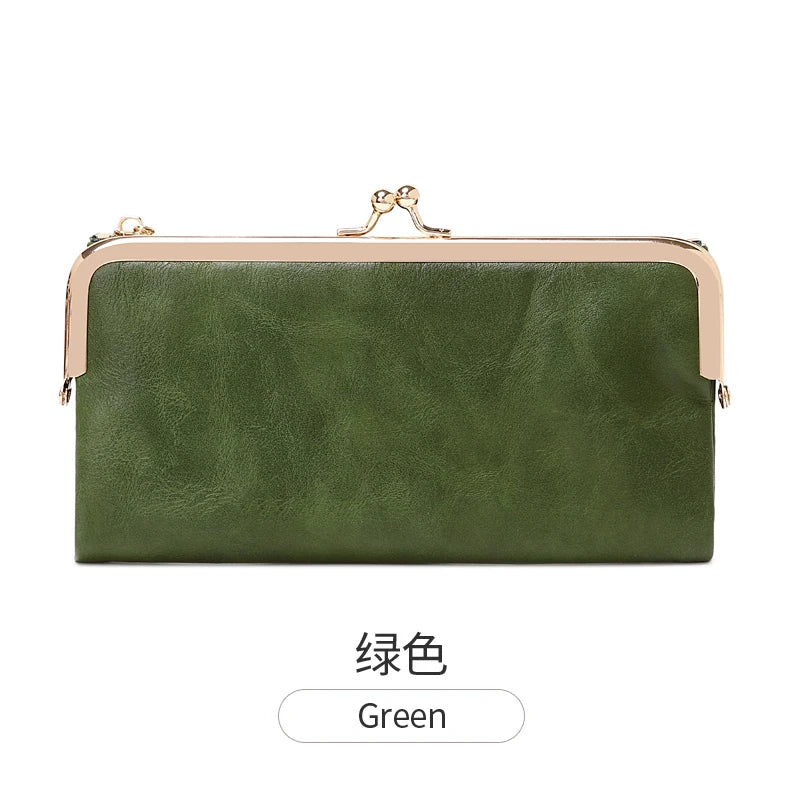 Solid Color Multi Functional Long Wallet, Vintage Clutch Coin Purse, Women's Card Holder Zipper Wallet