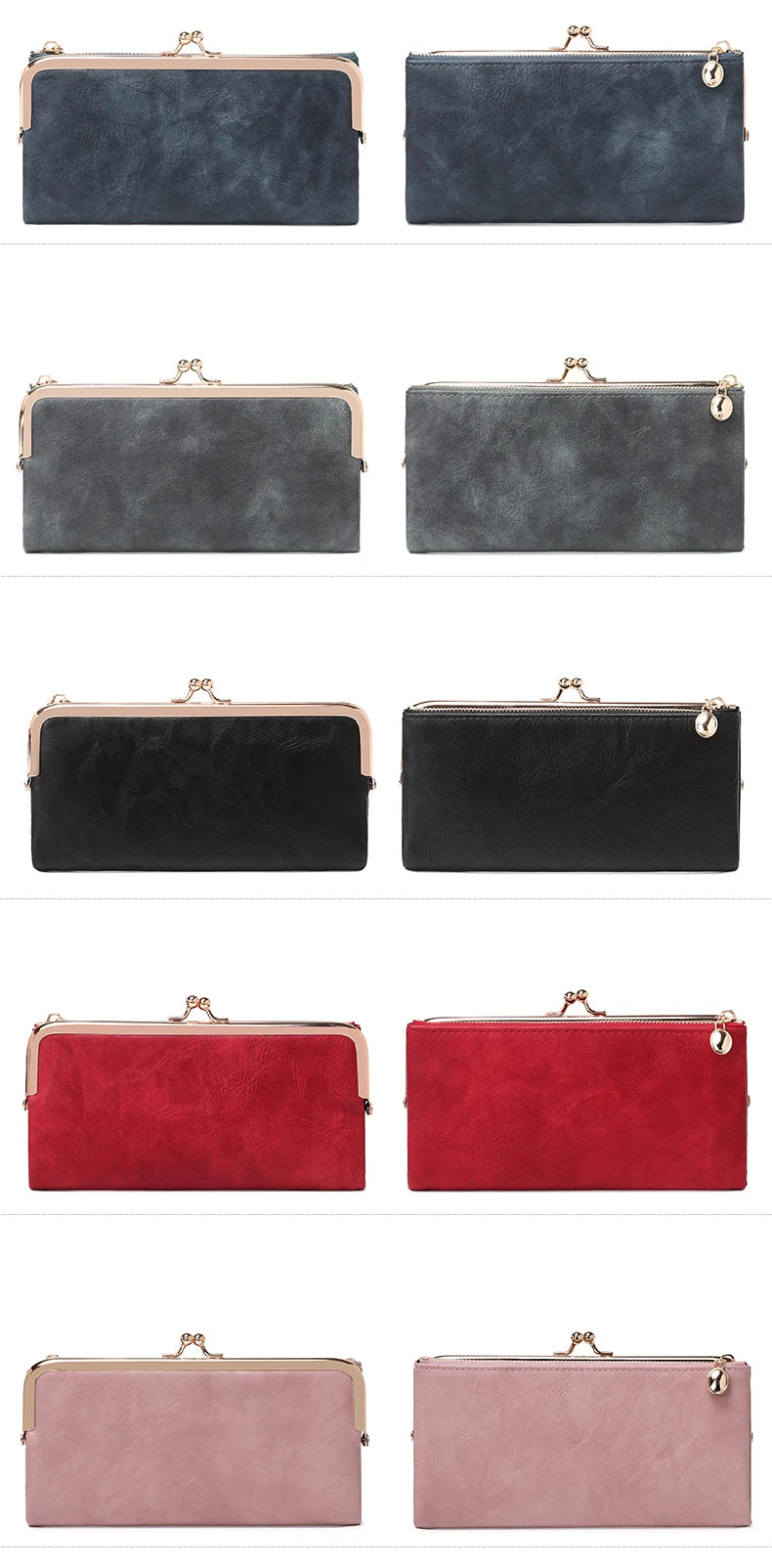 Solid Color Multi Functional Long Wallet, Vintage Clutch Coin Purse, Women's Card Holder Zipper Wallet