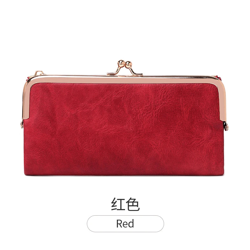 Solid Color Multi Functional Long Wallet, Vintage Clutch Coin Purse, Women's Card Holder Zipper Wallet