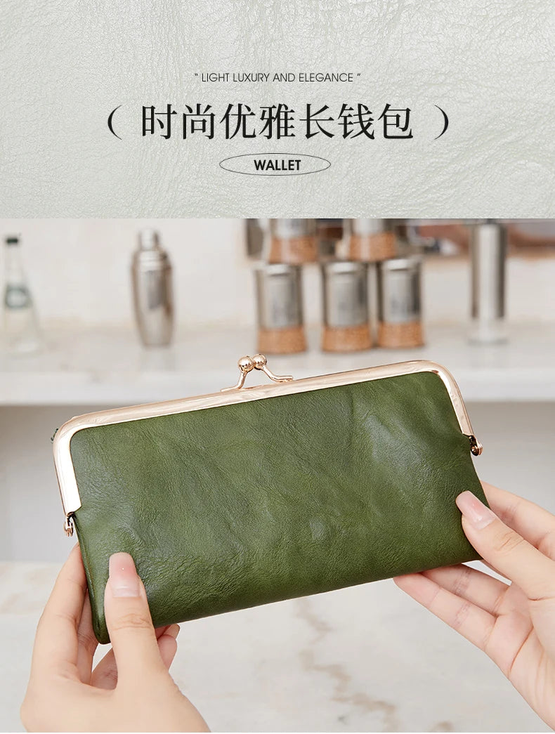 Solid Color Multi Functional Long Wallet, Vintage Clutch Coin Purse, Women's Card Holder Zipper Wallet